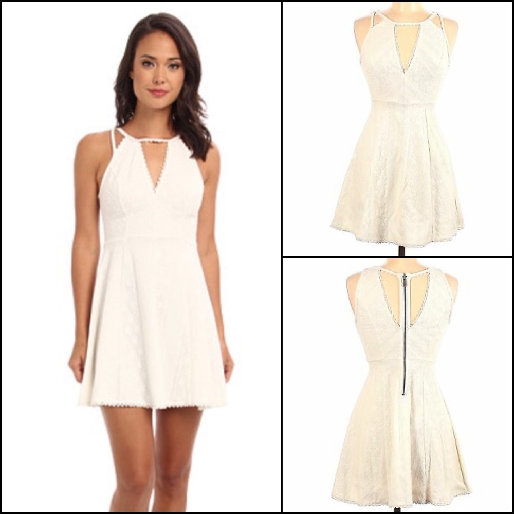 Free People Ivory Crochet Lace Flare Mini Dress - Picture 2 of 11